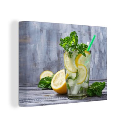 Leinwandbilder - Wanddeko 40x30 cm Cocktail - Früchte - Kräuter (Gr. 40x30 cm)