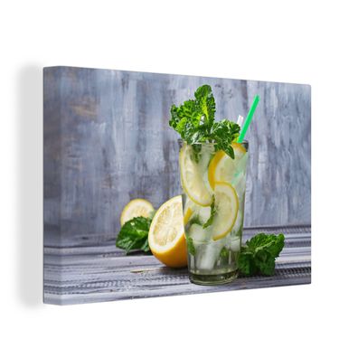 Leinwandbilder - Wanddeko 60x40 cm Cocktail - Früchte - Kräuter (Gr. 60x40 cm)
