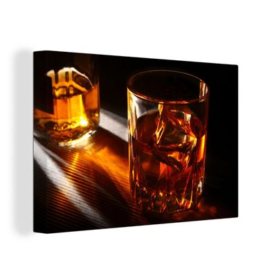 Leinwandbilder - Wanddeko 150x100 cm Gläser - Whiskey - Getränke (Gr. 150x100 cm)