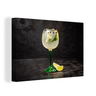 Leinwandbilder - Wanddeko 60x40 cm Getränk - Weinglas - Obst (Gr. 60x40 cm)