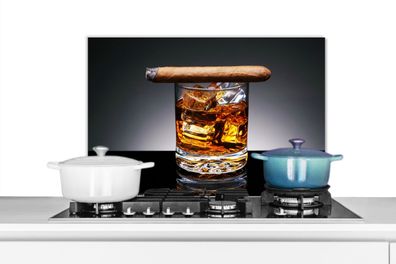 Spritzschutz Küchenrückwand - 70x50 cm Whiskey - Zigarre - Glas (Gr. 70x50 cm)