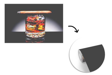 Tapete Fototapete - 420x280 cm Whiskey - Zigarre - Glas (Gr. 420x280 cm)
