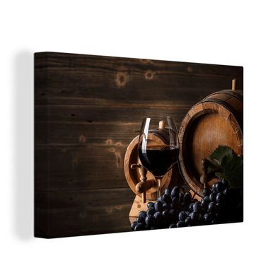 Leinwandbilder - Wanddeko 60x40 cm Wein - Weinglas - Weintrauben - Glas