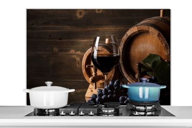 Spritzschutz Küchenrückwand - 100x65 cm Wein - Weinglas - Weintrauben - Glas