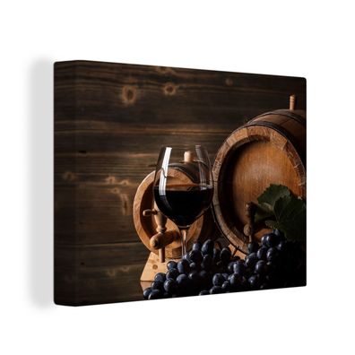 Leinwandbilder - Wanddeko 40x30 cm Wein - Weinglas - Weintrauben - Glas