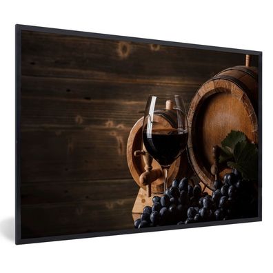 Poster Bilder - 90x60 cm Wein - Weinglas - Weintrauben - Glas (Gr. 90x60 cm)