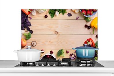 Spritzschutz Küchenrückwand - 90x60 cm Obst - Erdbeere - Paprika - Küche