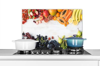 Spritzschutz Küchenrückwand - 60x40 cm Obst - Regenbogen - Erdbeere - Weintrauben - P
