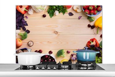 Spritzschutz Küchenrückwand - 100x65 cm Obst - Erdbeere - Paprika - Küche