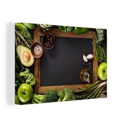 Leinwandbilder - Wanddeko 30x20 cm Obst - Kreidetafel - Gemüse (Gr. 30x20 cm)