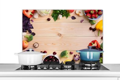 Spritzschutz Küchenrückwand - 80x55 cm Obst - Erdbeere - Paprika - Küche