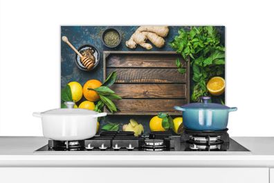 Spritzschutz Küchenrückwand - 70x50 cm Obstkiste - Zitrone (Gr. 70x50 cm)