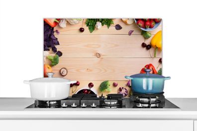Spritzschutz Küchenrückwand - 70x50 cm Obst - Erdbeere - Paprika - Küche