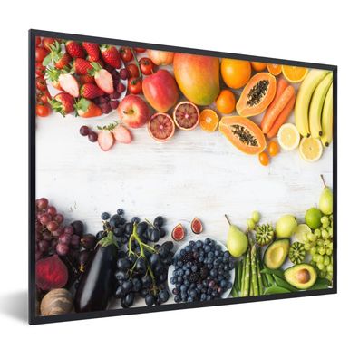 Poster Bilder - 40x30 cm Obst - Regenbogen - Erdbeere - Weintrauben - Papaya