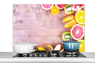 Spritzschutz Küchenrückwand - 100x65 cm Obst - Zitrusfrüchte - - Sommer