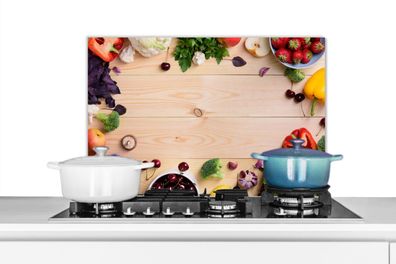 Spritzschutz Küchenrückwand - 60x40 cm Obst - Erdbeere - Paprika - Küche
