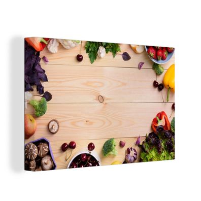 Leinwandbilder - Wanddeko 150x100 cm Obst - Erdbeere - Paprika - Küche