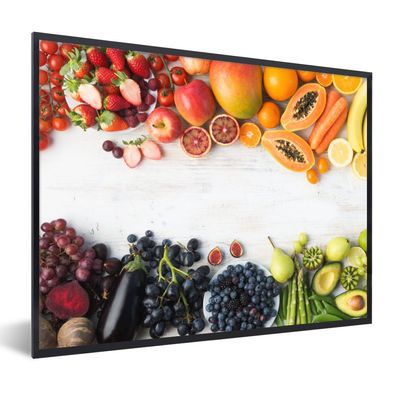 Poster Bilder - 80x60 cm Obst - Regenbogen - Erdbeere - Weintrauben - Papaya