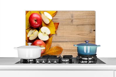 Spritzschutz Küchenrückwand - 70x50 cm Apfel - Blätter - Herbst - Obst (Gr. 70x50 cm)