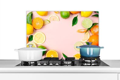 Spritzschutz Küchenrückwand - 60x40 cm Obst - Zitrusfrüchte - Pastell (Gr. 60x40 cm)