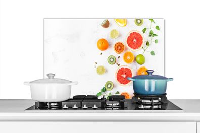 Spritzschutz Küchenrückwand - 60x40 cm Zitrusfrüchte - Regenbogen - Obst - Sommer - G
