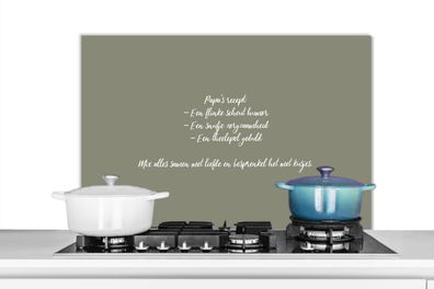 Spritzschutz Küchenrückwand - 90x60 cm Zitate - Papas Rezept - Sprichwörter - Kochen