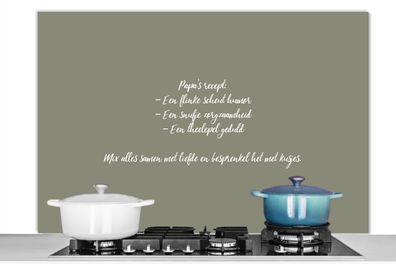 Spritzschutz Küchenrückwand - 120x80 cm Zitate - Papas Rezept - Sprichwörter - Kochen