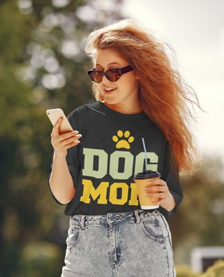 Bio Damen T-Shirt Oversize Hunde Mutter Spruch Dog Mom Haustier Hund Pet Funny