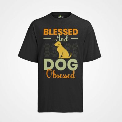 Bio Herren T-Shirt Hunde SpruchI Blessed and Dogs Obsessed Tier Hund Pet Funny