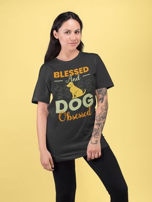 Bio Damen Oversize Shirt Hunde SpruchI Blessed and Dogs Obsessed Tier Hund Funny