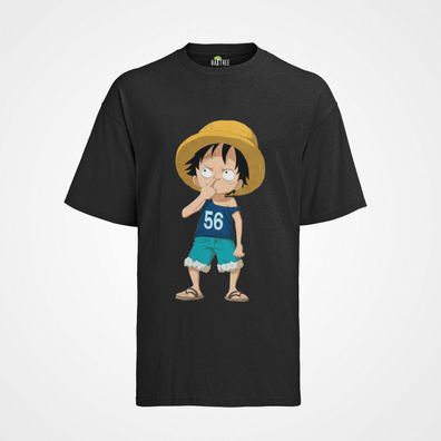 Herren Bio T-Shirt One Piece Anime Ruffy Kid Kind Luffy Piraten Otaku Manga