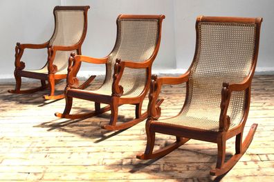 1 von 3 Schaukelstuhl Art Deco Sessel Wiener Geflecht Antik Vintage Alt Teak Holz