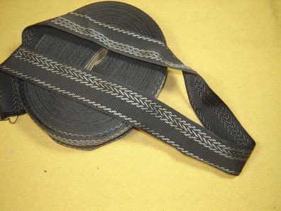 Ripsband Herrenhut Hutband seidig hochwertig dunkelgrau m Muster 3cm breit Meter RB33