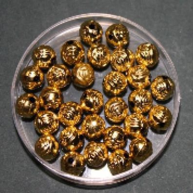 Wachsperlen, 6 mm, gold-geriffelt