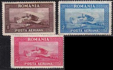 Rumänien Romania [1928] MiNr 0336-38 ( * / mh ) Flugzeug
