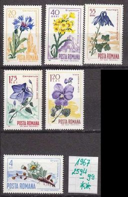 Rumänien Romania [1967] MiNr 2594-99 ( * */ mnh ) Blumen