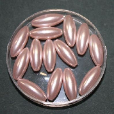 Wachsperlen, oval, 14 x 6 mm, zartrosa