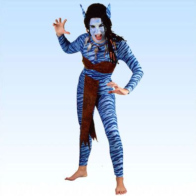 Kostüm Blaue Kriegerin Gr. 38/40 Faschingskostüm Tierkostüm Waldwesen Alien