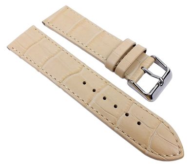 Uhrenarmband Leder beige Big Fashion Alligator Prägung 21928S