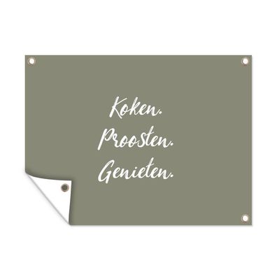 Outdoor-Poster Gartenposter 80x60 cm Zitate - Sprichwörter - Kochen - Prost - Genieß
