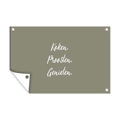 Outdoor-Poster Gartenposter 60x40 cm Zitate - Sprichwörter - Kochen - Prost - Genieß