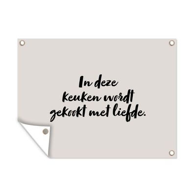 Outdoor-Poster Gartenposter 80x60 cm Zitat - In dieser Küche kocht man mit Liebe - T