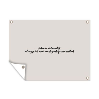 Outdoor-Poster Gartenposter 40x30 cm Zitat - Kochen ist nicht schwer - Taupe