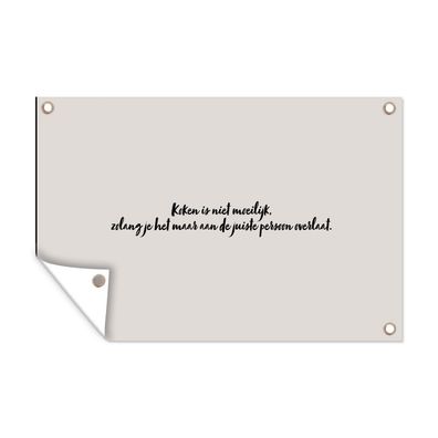 Outdoor-Poster Gartenposter 60x40 cm Zitat - Kochen ist nicht schwer - Taupe