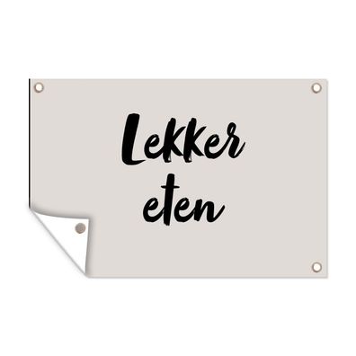 Outdoor-Poster Gartenposter 60x40 cm Taupe - Gutes Essen - Zitat (Gr. 60x40 cm)