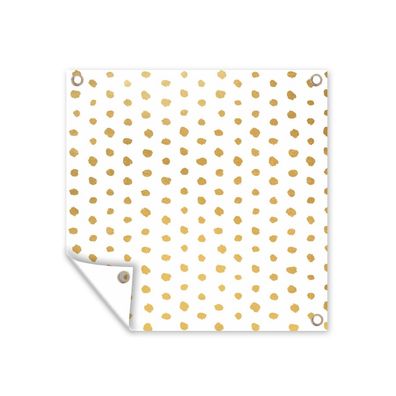Outdoor-Poster Gartenposter 200x200 cm Gold - Weiß - Tupfen - Muster