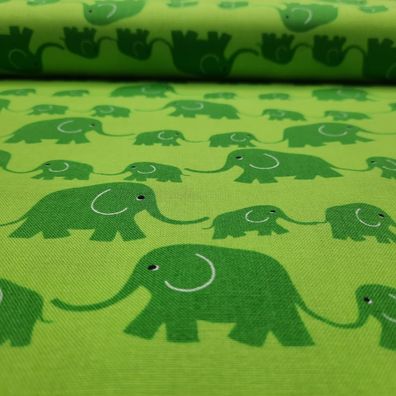 Webstoff "Elefanten" grün