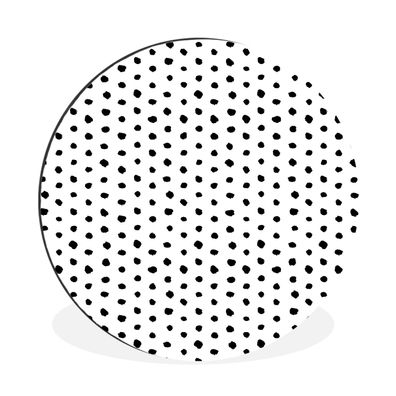 Wandbild Runde Bilder 90x90 cm Polka dots - Schwarz - Weiß - Muster (Gr. 90x90 cm)