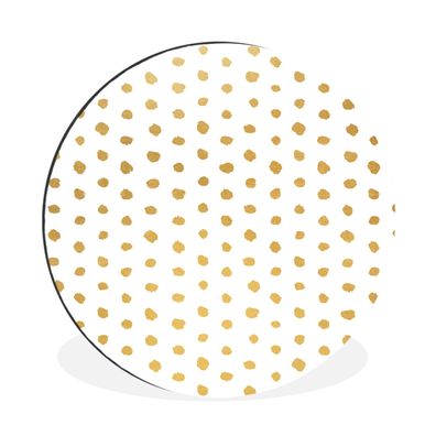 Wandbild Runde Bilder 90x90 cm Gold - Weiß - Tupfen - Muster (Gr. 90x90 cm)