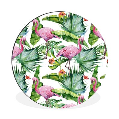 Wandbild Runde Bilder 30x30 cm Blätter - Flamingo - Blumen - Dschungel (Gr. 30x30 cm)